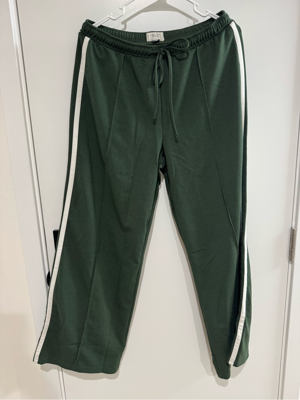 American Eagle Outfitters Forest Green Track Joggers with White Side Stripes